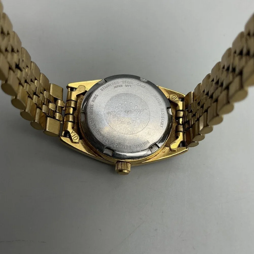 Vintage Bulova Marine Star Womens Watch 23mm Gold Tone New Battery 7.25